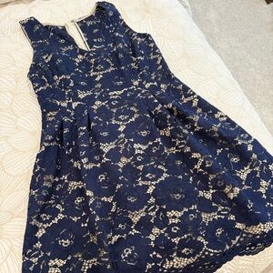 Vince Camuto Midnight Blue Floral Lace Dress